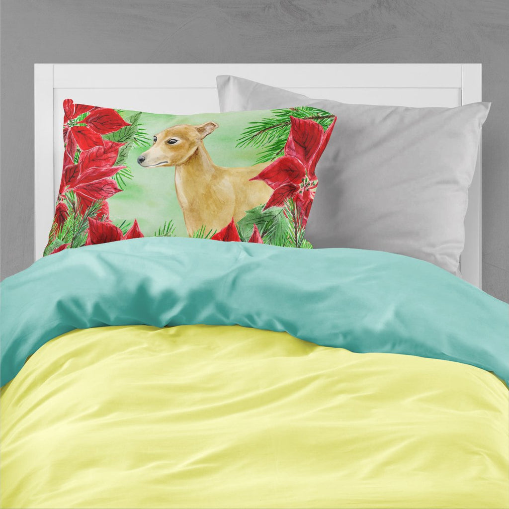 Italian Greyhound Poinsettas Standard Pillowcase Lightweight Super Soft Easy Care Decorative Artwork Pillowcase, Standard