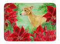 Italian Greyhound Poinsettas Memory Foam Kitchen Mat Machine Washable Anti-Fatigue Cushion Comfort Bath or Kitchen Rug