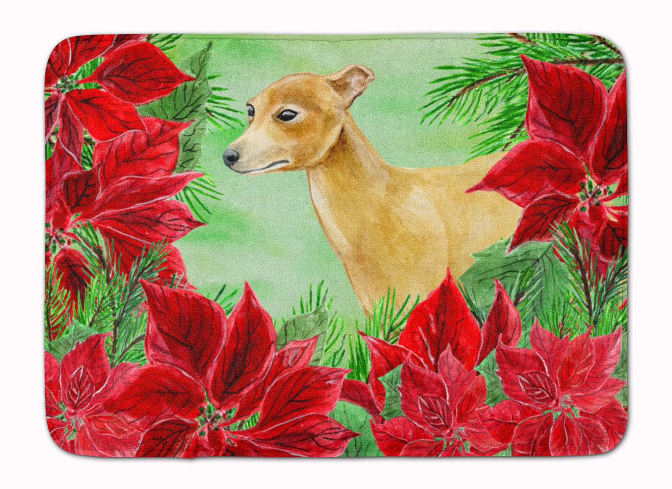 Italian Greyhound Poinsettas Memory Foam Kitchen Mat Machine Washable Anti-Fatigue Cushion Comfort Bath or Kitchen Rug