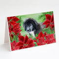 Newfoundland Puppy Poinsettas Greeting Cards Pack of 8 Blank Cards with Envelopes Whimsical A7 Size 5x7