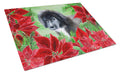 Newfoundland Puppy Poinsettas Cutting Board Tempered Glass Kitchen Cutting Surface, Heat Resistant Chopping, Non-Slip Feet, Food Prep & Serving