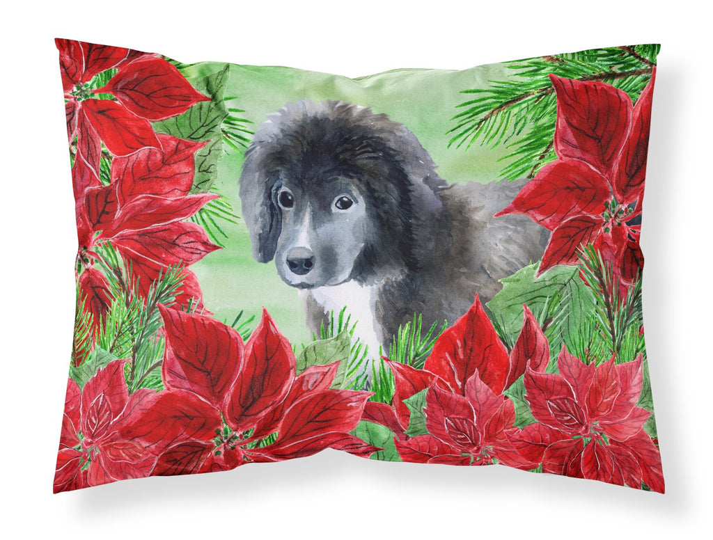 Newfoundland Puppy Poinsettas Standard Pillowcase Lightweight Super Soft Easy Care Decorative Artwork Pillowcase, Standard
