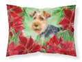 Welsh Terrier Poinsettas Standard Pillowcase Lightweight Super Soft Easy Care Decorative Artwork Pillowcase, Standard