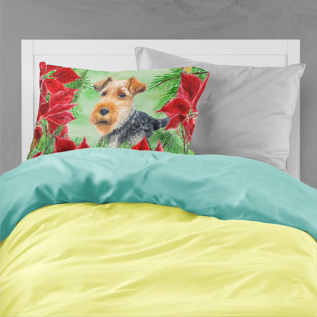 Welsh Terrier Poinsettas Standard Pillowcase Lightweight Super Soft Easy Care Decorative Artwork Pillowcase, Standard