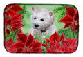 Westie Poinsettas Dish Drying Mat Absorbent Dish Drying Mat Pad for Kitchen Counter Dish Drainer Mat for Countertop, 14 x 21", Multicolor