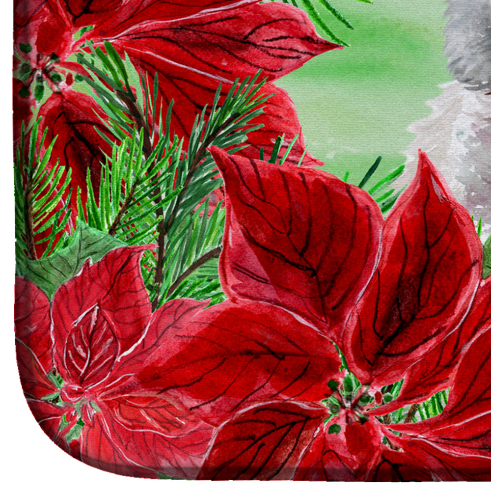 Westie Poinsettas Dish Drying Mat Absorbent Dish Drying Mat Pad for Kitchen Counter Dish Drainer Mat for Countertop, 14 x 21", Multicolor