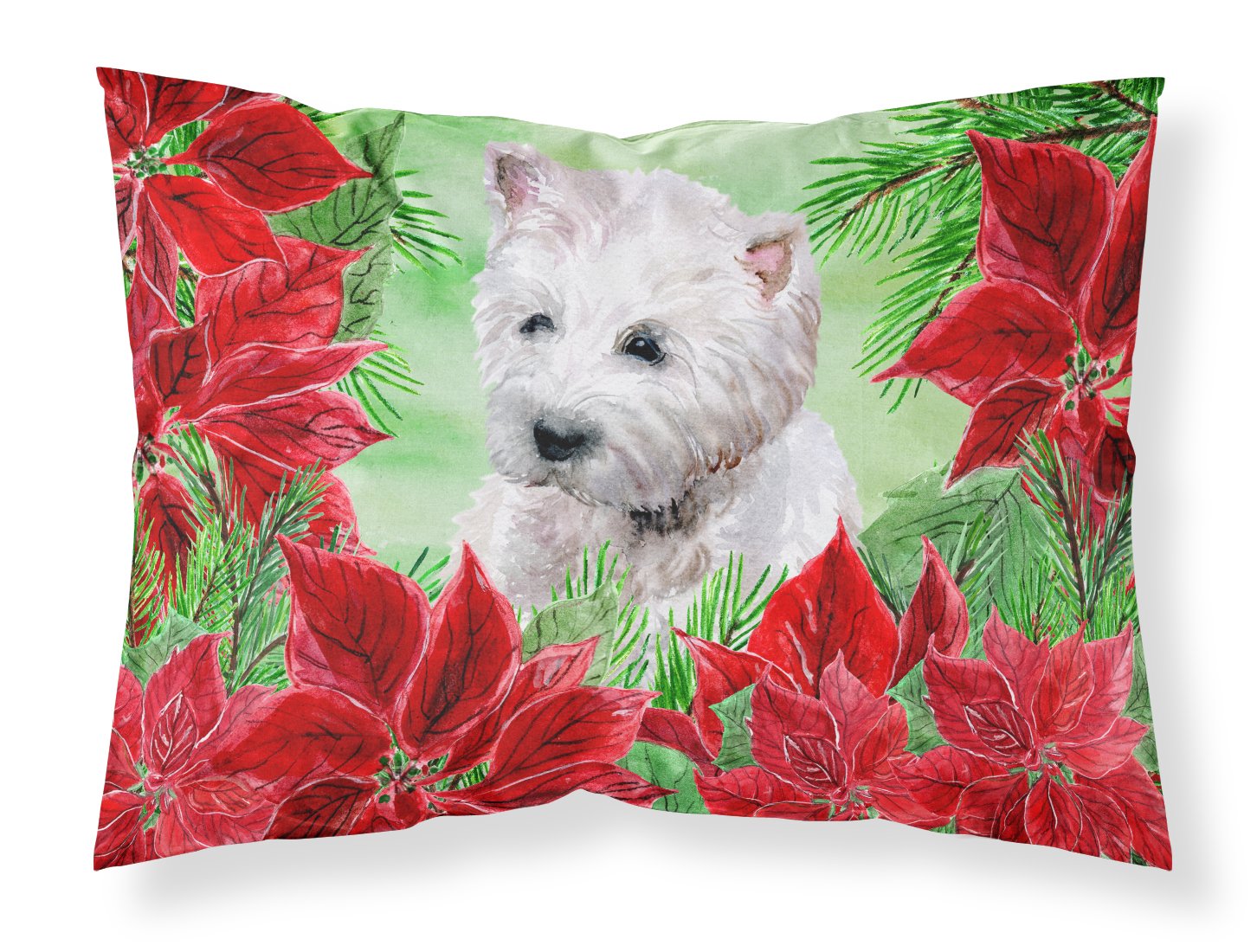 Westie Poinsettas Standard Pillowcase Lightweight Super Soft Easy Care Decorative Artwork Pillowcase, Standard