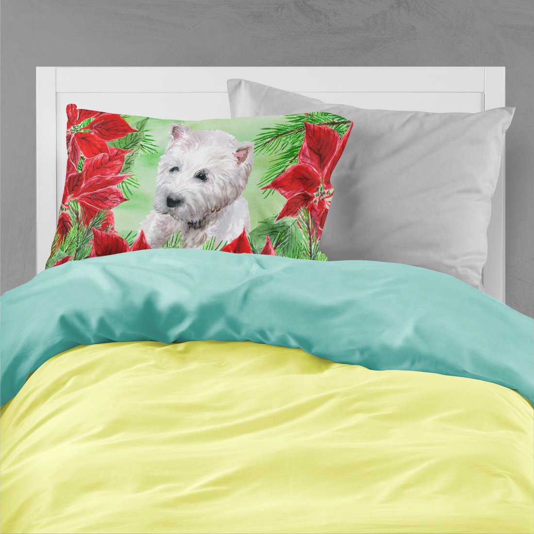 Westie Poinsettas Standard Pillowcase Lightweight Super Soft Easy Care Decorative Artwork Pillowcase, Standard