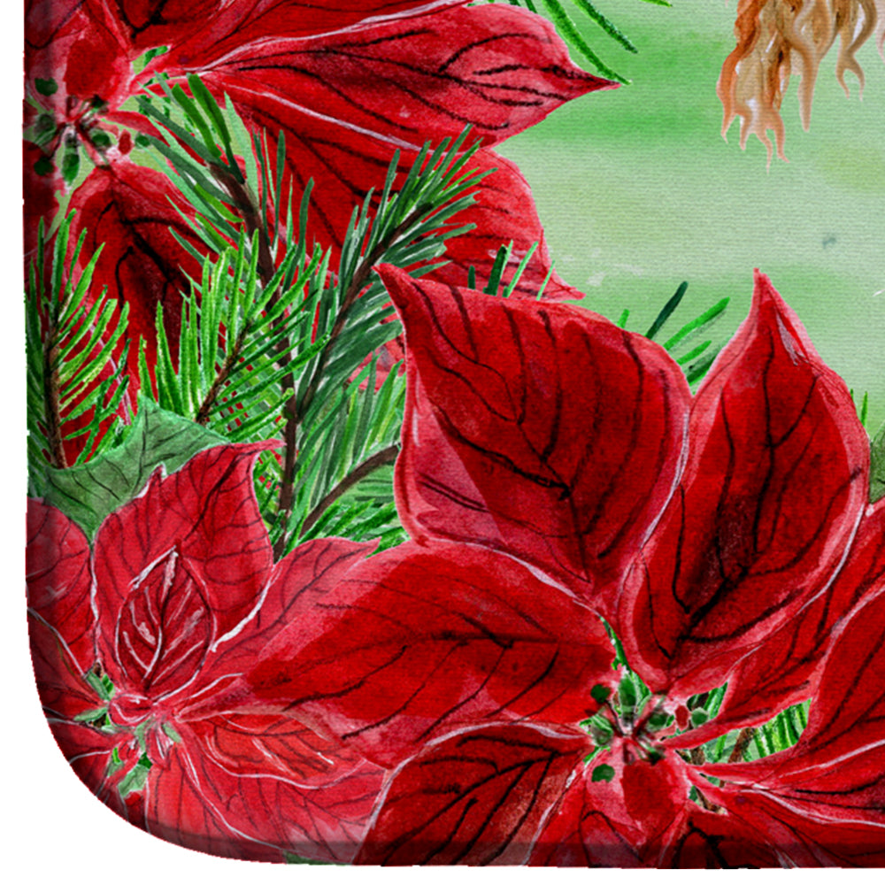 Afghan Hound Poinsettas Dish Drying Mat Absorbent Dish Drying Mat Pad for Kitchen Counter Dish Drainer Mat for Countertop, 14 x 21", Multicolor