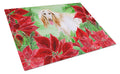 Afghan Hound Poinsettas Cutting Board Tempered Glass Kitchen Cutting Surface, Heat Resistant Chopping, Non-Slip Feet, Food Prep & Serving