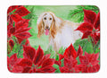 Afghan Hound Poinsettas Memory Foam Kitchen Mat Machine Washable Anti-Fatigue Cushion Comfort Bath or Kitchen Rug