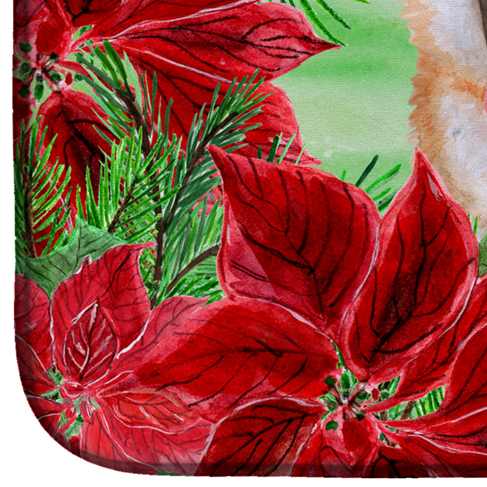 Akita Poinsettas Dish Drying Mat Absorbent Dish Drying Mat Pad for Kitchen Counter Dish Drainer Mat for Countertop, 14 x 21", Multicolor