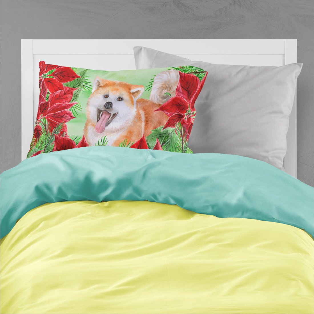 Akita Poinsettas Standard Pillowcase Lightweight Super Soft Easy Care Decorative Artwork Pillowcase, Standard
