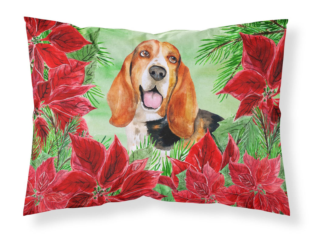 Basset Hound Poinsettas Standard Pillowcase Lightweight Super Soft Easy Care Decorative Artwork Pillowcase, Standard