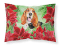 Basset Hound Poinsettas Standard Pillowcase Lightweight Super Soft Easy Care Decorative Artwork Pillowcase, Standard