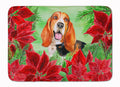 Basset Hound Poinsettas Memory Foam Kitchen Mat Machine Washable Anti-Fatigue Cushion Comfort Bath or Kitchen Rug
