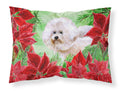 Bichon Frise #2 Poinsettas Standard Pillowcase Lightweight Super Soft Easy Care Decorative Artwork Pillowcase, Standard