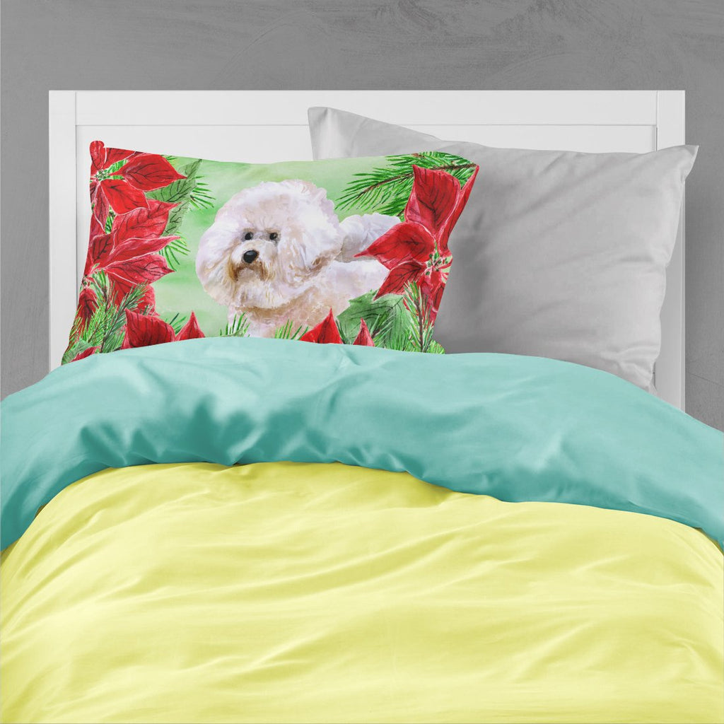 Bichon Frise #2 Poinsettas Standard Pillowcase Lightweight Super Soft Easy Care Decorative Artwork Pillowcase, Standard