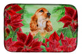 Cocker Spaniel Poinsettas Dish Drying Mat Absorbent Dish Drying Mat Pad for Kitchen Counter Dish Drainer Mat for Countertop, 14 x 21", Multicolor