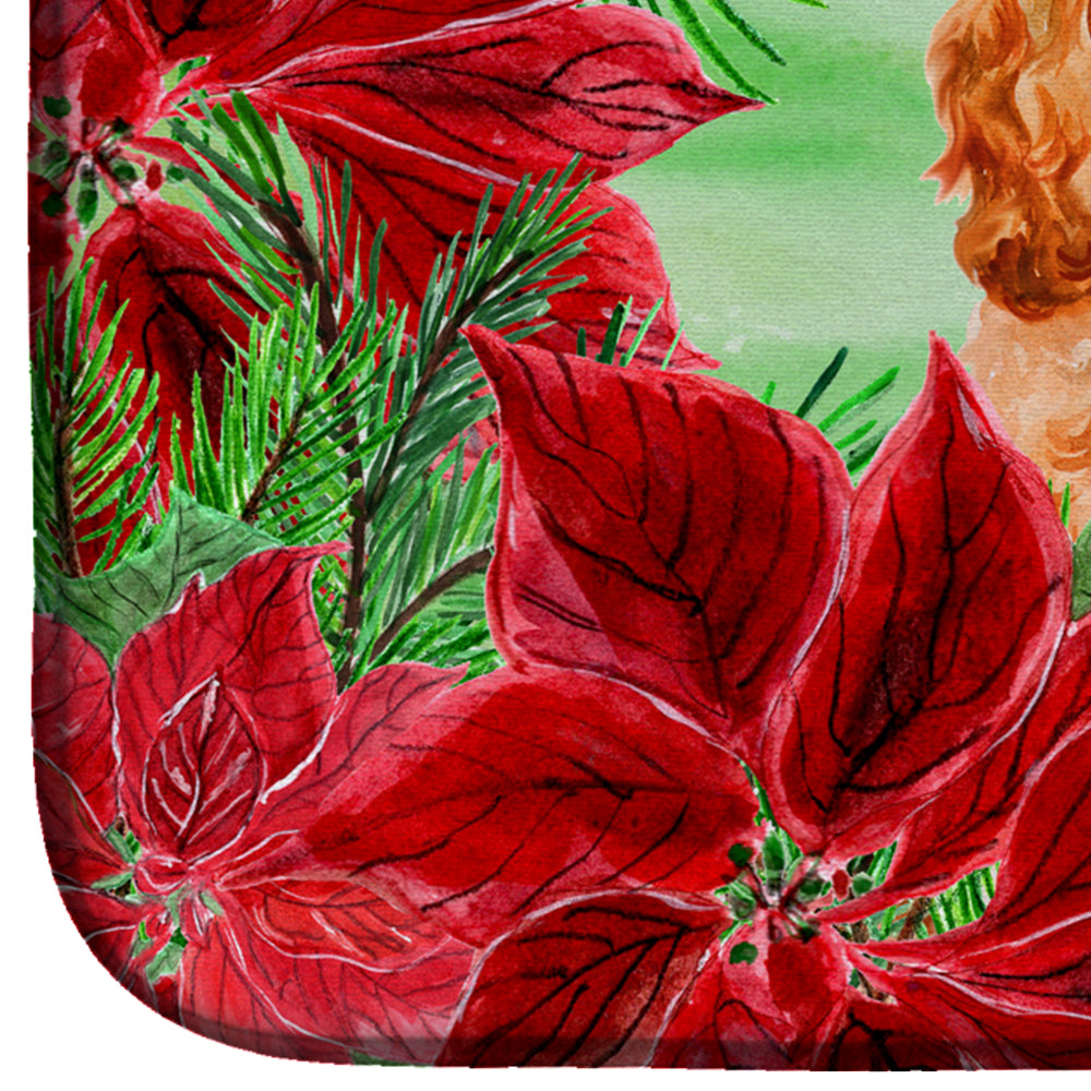 Cocker Spaniel Poinsettas Dish Drying Mat Absorbent Dish Drying Mat Pad for Kitchen Counter Dish Drainer Mat for Countertop, 14 x 21", Multicolor