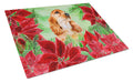 Cocker Spaniel Poinsettas Cutting Board Tempered Glass Kitchen Cutting Surface, Heat Resistant Chopping, Non-Slip Feet, Food Prep & Serving