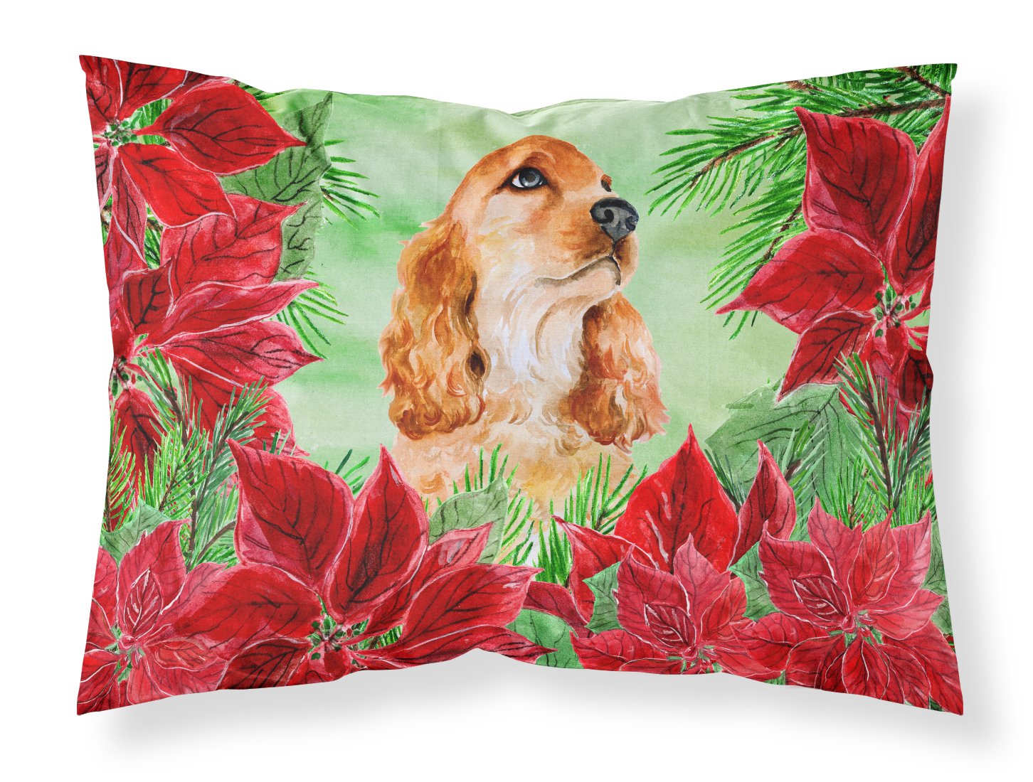 Cocker Spaniel Poinsettas Standard Pillowcase Lightweight Super Soft Easy Care Decorative Artwork Pillowcase, Standard