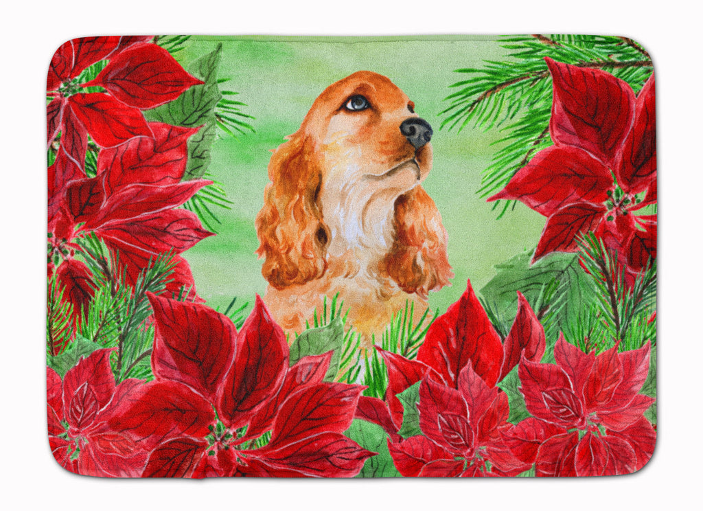 Cocker Spaniel Poinsettas Memory Foam Kitchen Mat Machine Washable Anti-Fatigue Cushion Comfort Bath or Kitchen Rug