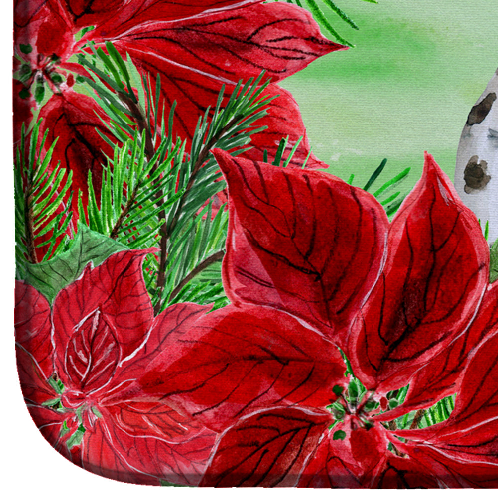 Dalmatian Puppy Poinsettas Dish Drying Mat Absorbent Dish Drying Mat Pad for Kitchen Counter Dish Drainer Mat for Countertop, 14 x 21", Multicolor