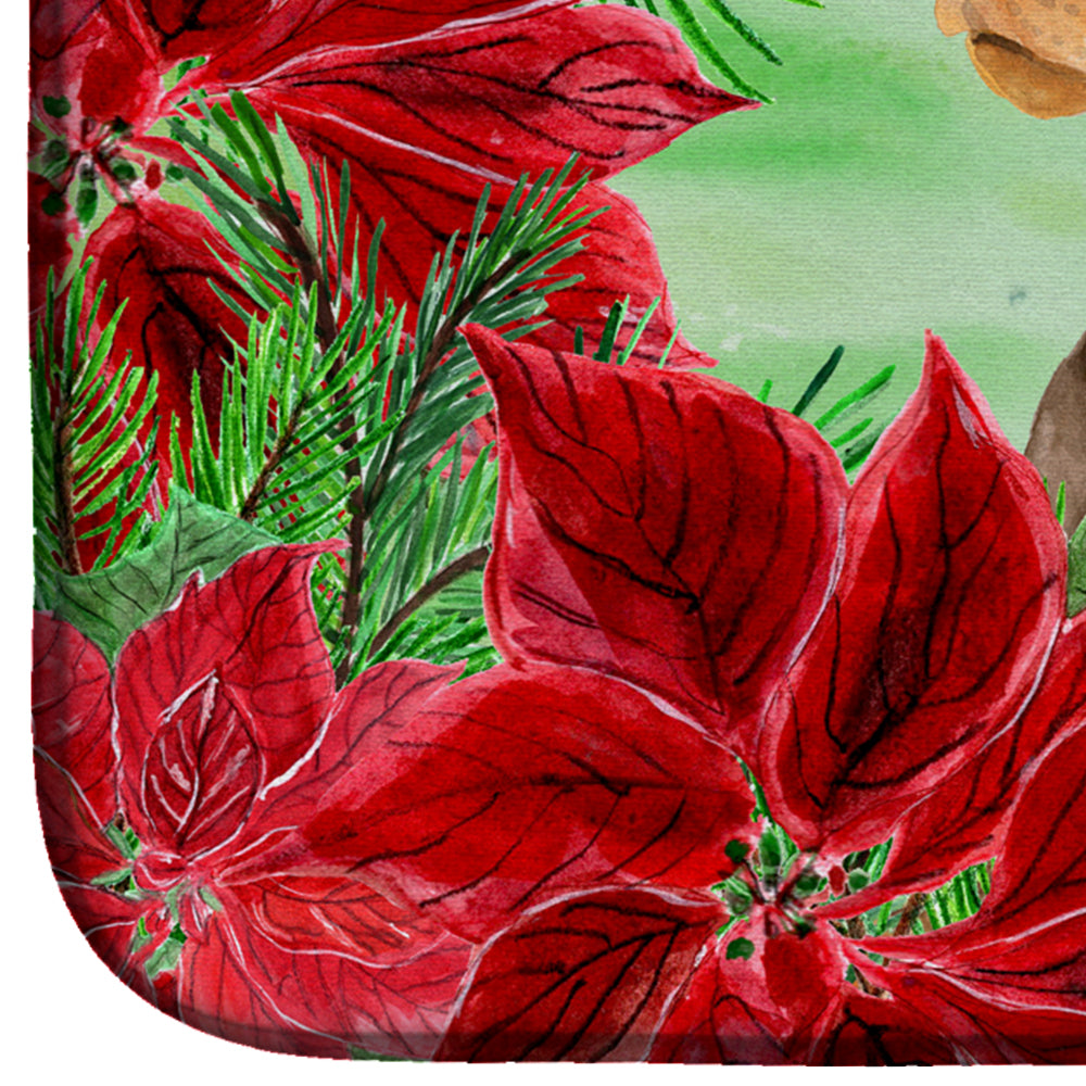 Doberman Pinscher Poinsettas Dish Drying Mat Absorbent Dish Drying Mat Pad for Kitchen Counter Dish Drainer Mat for Countertop, 14 x 21", Multicolor