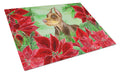 Doberman Pinscher Poinsettas Cutting Board Tempered Glass Kitchen Cutting Surface, Heat Resistant Chopping, Non-Slip Feet, Food Prep & Serving