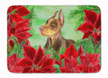Doberman Pinscher Poinsettas Memory Foam Kitchen Mat Machine Washable Anti-Fatigue Cushion Comfort Bath or Kitchen Rug