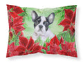 French Bulldog Black White Poinsettas Standard Pillowcase Lightweight Super Soft Easy Care Decorative Artwork Pillowcase, Standard