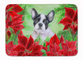 French Bulldog Black White Poinsettas Memory Foam Kitchen Mat Machine Washable Anti-Fatigue Cushion Comfort Bath or Kitchen Rug