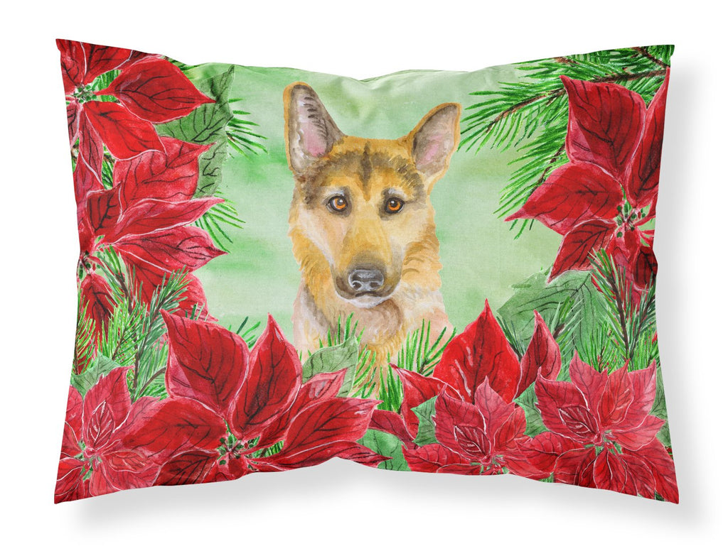 German Shepherd #2 Poinsettas Standard Pillowcase Lightweight Super Soft Easy Care Decorative Artwork Pillowcase, Standard