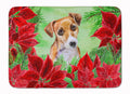 Jack Russell Terrier #2 Poinsettas Memory Foam Kitchen Mat Machine Washable Anti-Fatigue Cushion Comfort Bath or Kitchen Rug