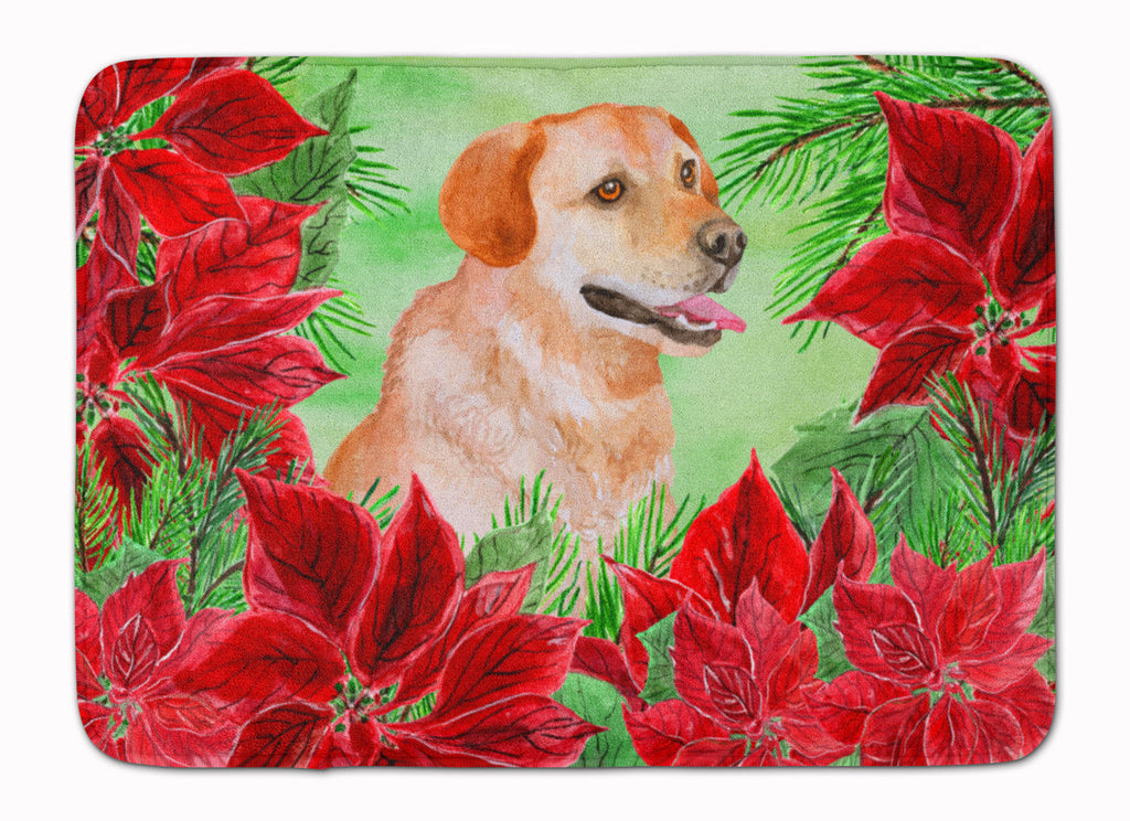 Labrador Retriever Poinsettas Memory Foam Kitchen Mat Machine Washable Anti-Fatigue Cushion Comfort Bath or Kitchen Rug