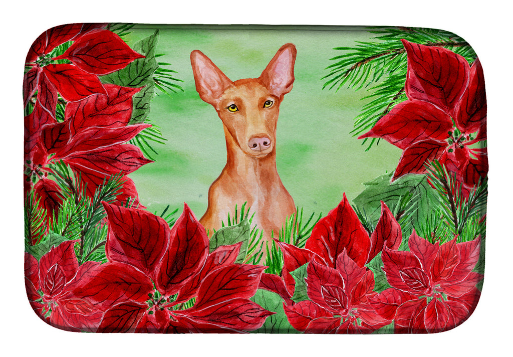 Pharaoh Hound Poinsettas Dish Drying Mat Absorbent Dish Drying Mat Pad for Kitchen Counter Dish Drainer Mat for Countertop, 14 x 21", Multicolor