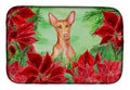 Pharaoh Hound Poinsettas Dish Drying Mat Absorbent Dish Drying Mat Pad for Kitchen Counter Dish Drainer Mat for Countertop, 14 x 21", Multicolor