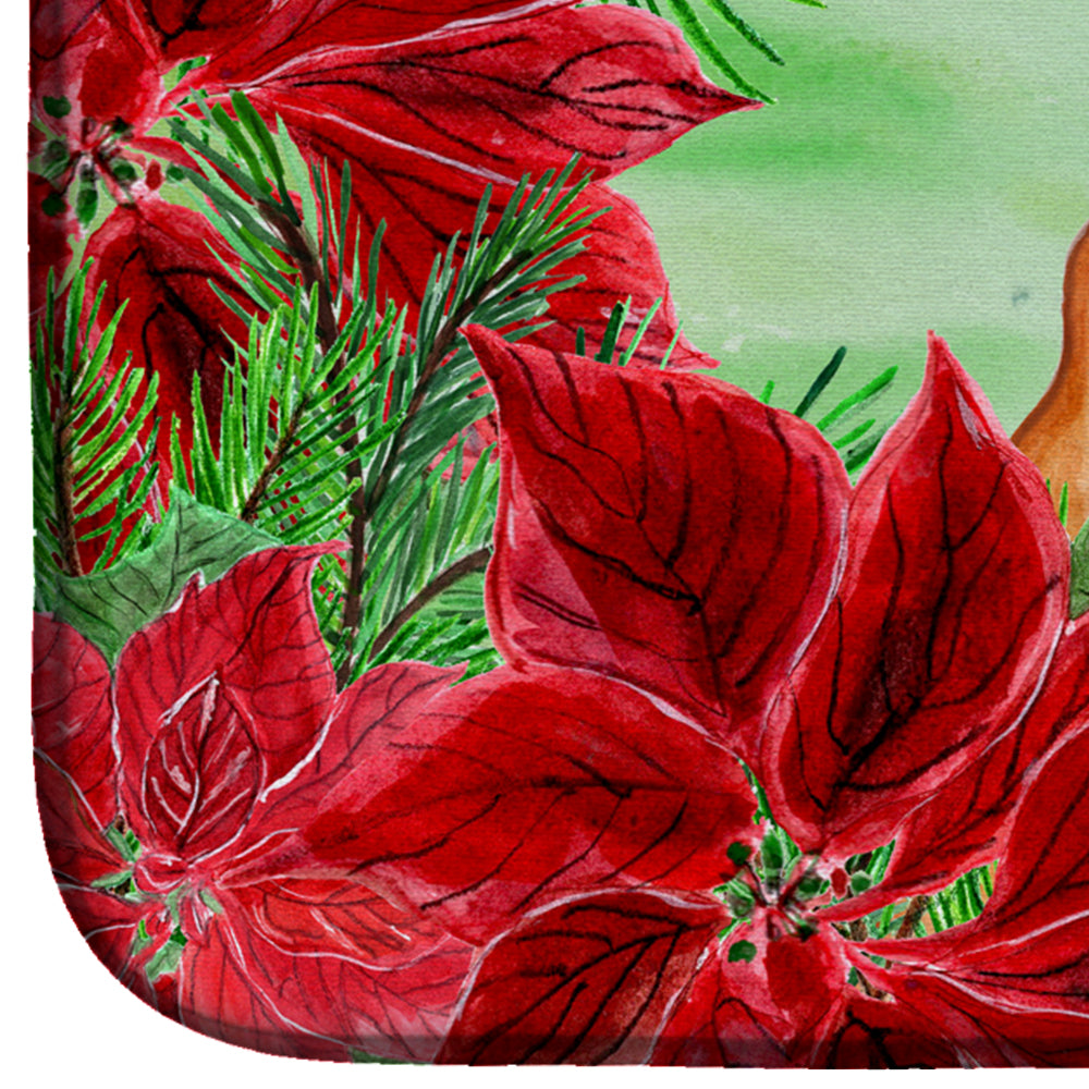Pharaoh Hound Poinsettas Dish Drying Mat Absorbent Dish Drying Mat Pad for Kitchen Counter Dish Drainer Mat for Countertop, 14 x 21", Multicolor