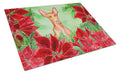 Pharaoh Hound Poinsettas Cutting Board Tempered Glass Kitchen Cutting Surface, Heat Resistant Chopping, Non-Slip Feet, Food Prep & Serving
