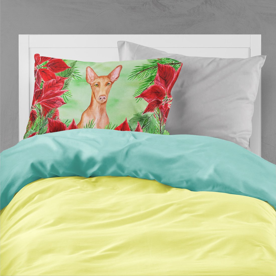 Pharaoh Hound Poinsettas Standard Pillowcase Lightweight Super Soft Easy Care Decorative Artwork Pillowcase, Standard