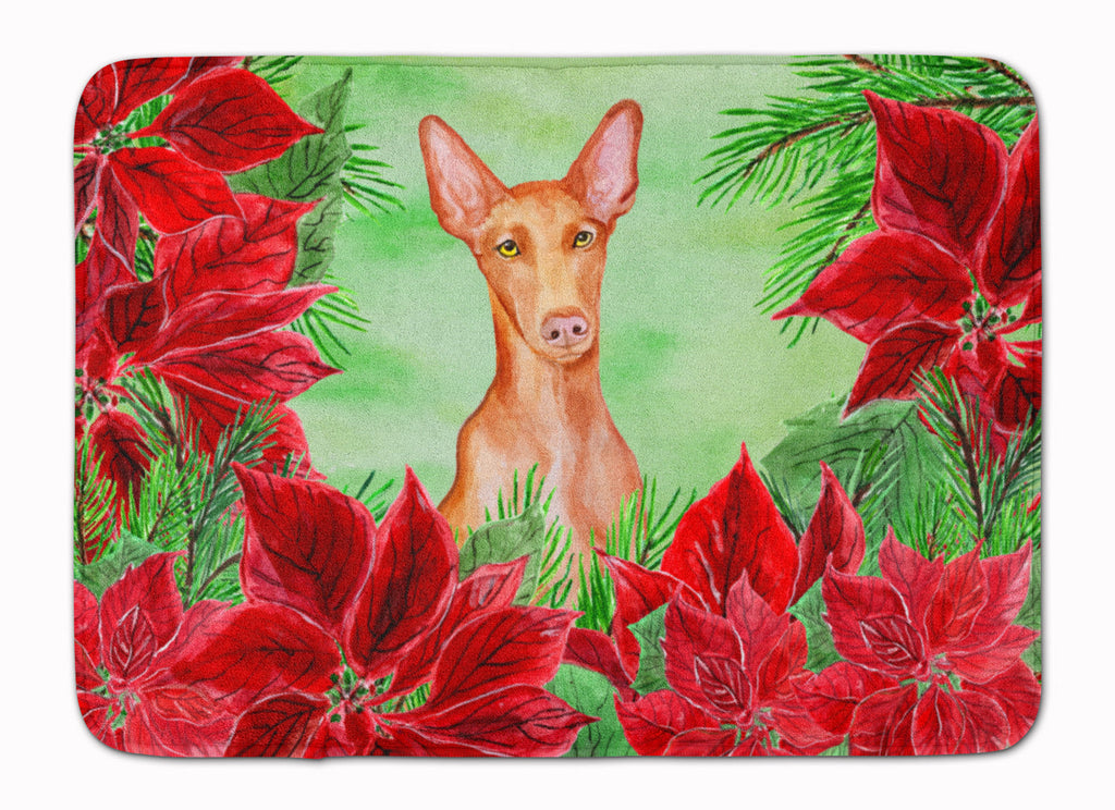 Pharaoh Hound Poinsettas Memory Foam Kitchen Mat Machine Washable Anti-Fatigue Cushion Comfort Bath or Kitchen Rug