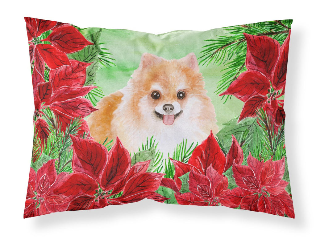 Pomeranian #2 Poinsettas Standard Pillowcase Lightweight Super Soft Easy Care Decorative Artwork Pillowcase, Standard