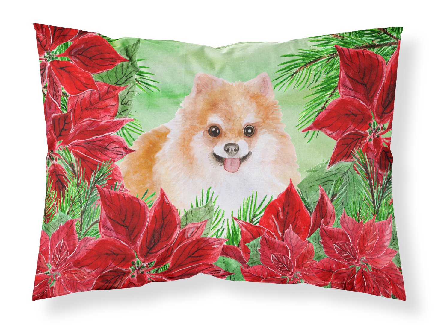 Pomeranian #2 Poinsettas Standard Pillowcase Lightweight Super Soft Easy Care Decorative Artwork Pillowcase, Standard