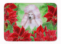 White Standard Poodle Poinsettas Memory Foam Kitchen Mat Machine Washable Anti-Fatigue Cushion Comfort Bath or Kitchen Rug