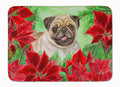 Fawn Pug Poinsettas Memory Foam Kitchen Mat Machine Washable Anti-Fatigue Cushion Comfort Bath or Kitchen Rug