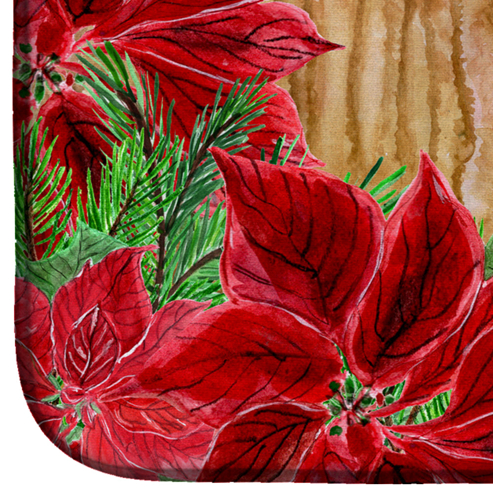 Shar Pei Puppy Poinsettas Dish Drying Mat Absorbent Dish Drying Mat Pad for Kitchen Counter Dish Drainer Mat for Countertop, 14 x 21", Multicolor