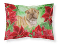 Shar Pei Puppy Poinsettas Standard Pillowcase Lightweight Super Soft Easy Care Decorative Artwork Pillowcase, Standard