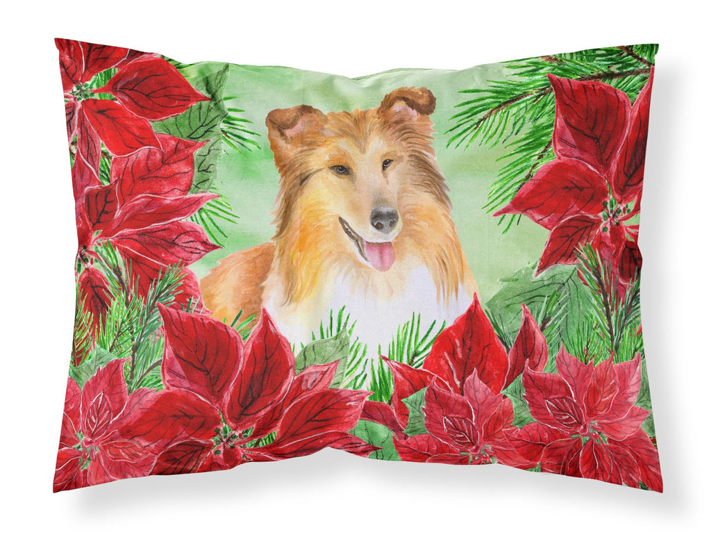 Sheltie Poinsettas Standard Pillowcase Lightweight Super Soft Easy Care Decorative Artwork Pillowcase, Standard