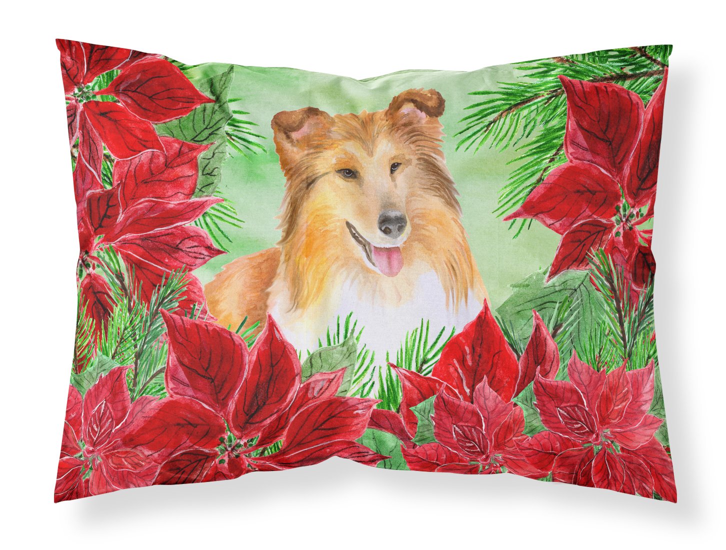 Sheltie Poinsettas Standard Pillowcase Lightweight Super Soft Easy Care Decorative Artwork Pillowcase, Standard